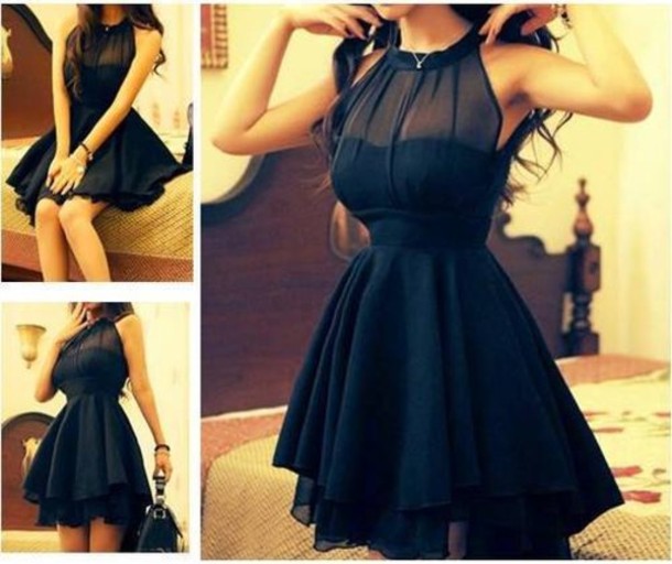 kısa-boylu-bayanlar-için-siyah-bel-detaylı-elbise